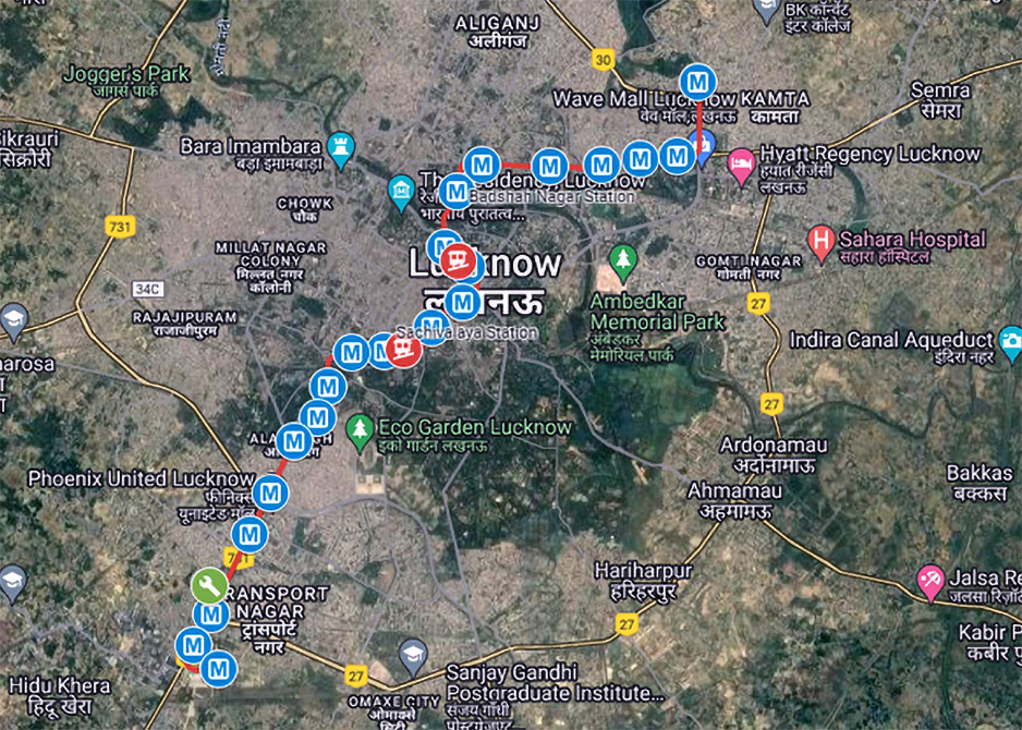 Find Out All About Lucknow Metro - Lucknow Metro Line 1 Route Map Qperational 