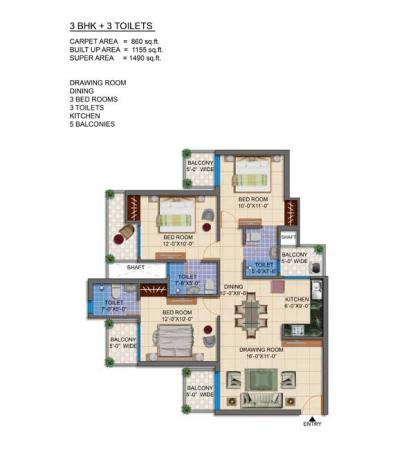 3 BHK Flat for Sale of Built-up 1490 Sq.ft in Ramprastha Greens Sector7 Vaishali Ghaziabad by Arya Associate 3 BHK Flat for Sale of Built-up 1490 Sq.ft in Ramprastha Greens Sector7 Vaishali Ghaziabad by Arya Associate