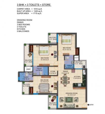 3 BHK Flat for Sale of Built-up 1715 Sq.ft in Ramprastha Greens Sector7 Vaishali Ghaziabad by Arya Associate 3 BHK Flat for Sale of Built-up 1715 Sq.ft in Ramprastha Greens Sector7 Vaishali Ghaziabad by Arya Associate