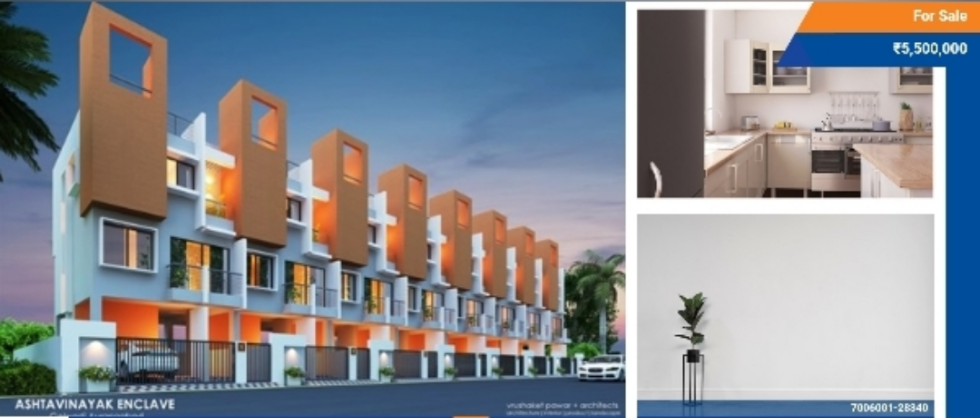 3 BHK Row House for Sale of Plot 750 Sq.ft in Harmony Ashtavinayak Enclave Harsul Aurangabad by Davdatta 3 BHK Row House for Sale of Plot 750 Sq.ft in Harmony Ashtavinayak Enclave Harsul Aurangabad by Davdatta