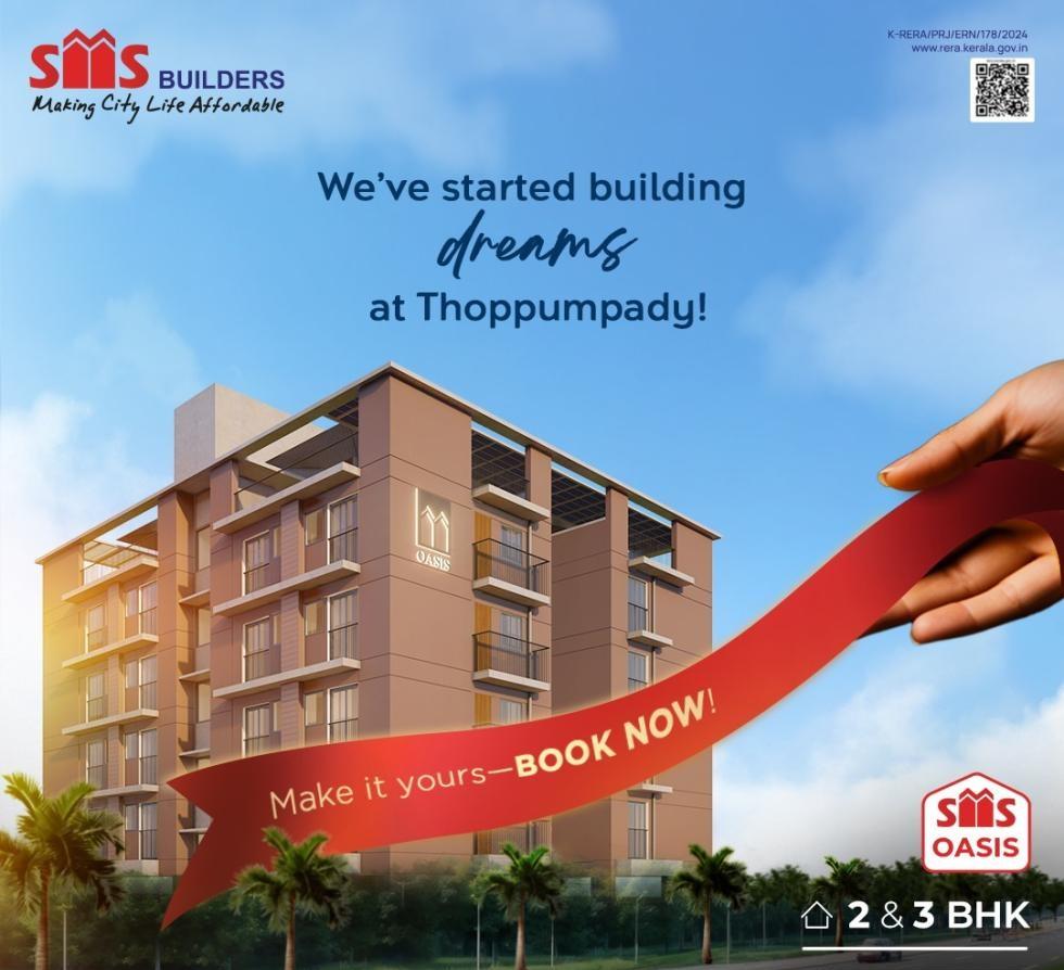 3 BHK Flat for Sale of Built-up 1192 Sq.ft in SMS Oasis Thoppumpady Kochi by SMS Builders - Kochi 3 BHK Flat for Sale of Built-up 1192 Sq.ft in SMS Oasis Thoppumpady Kochi by SMS Builders - Kochi