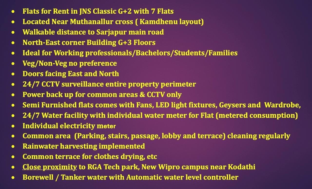 2 BHK Flat for Rent of Built-up 750 Sq.ft in JNS Classic Muthanallur Cross Bangalore by Janardhan Hushtimme 2 BHK Flat for Rent of Built-up 750 Sq.ft in JNS Classic Muthanallur Cross Bangalore by Janardhan Hushtimme