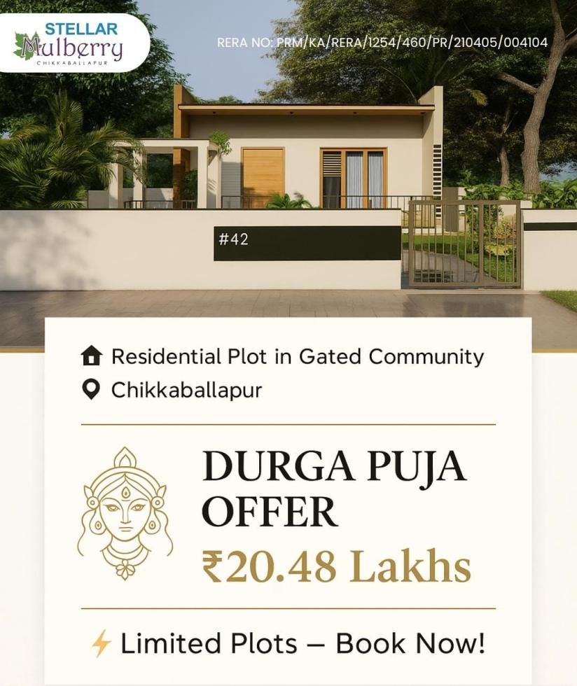  Residential Plot for Sale of Plot 1200 Sq.ft in Stellar Mulberry Nandi Hobli Chikkaballapur by Sagar