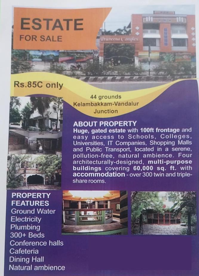 Built-up 60000 Sq.ft Commercial Space for Sale in Vandalur Kelambakkam Road Chennai by Bhaskara Rajan