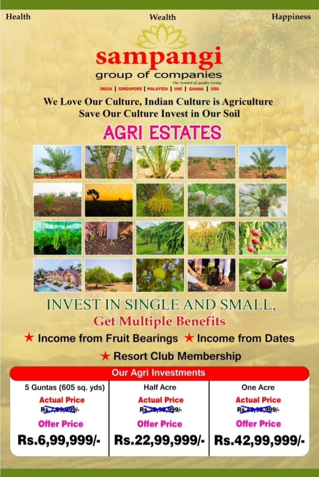 Plot 605 Sq.Yard Farm / Agriculture Land for Sale in Sampangi The Agri Fields Narayankhed Hyderabad by Saritha Reddy