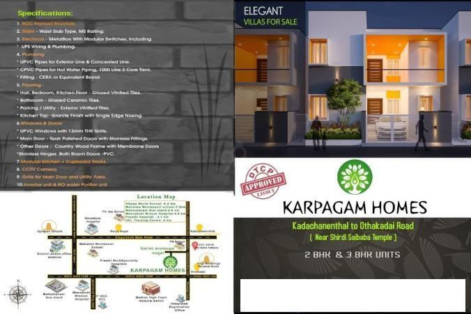2 BHK Independent House / Villa / Bungalow for Sale of Carpet 1000 Sq.ft in Karpagam Homes Kadachanental Madurai by M.Charles Umanath 2 BHK Independent House / Villa / Bungalow for Sale of Carpet 1000 Sq.ft in Karpagam Homes Kadachanental Madurai by M.Charles Umanath