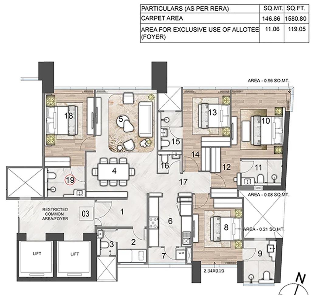 3 BHK - 1581 Sq.ft.