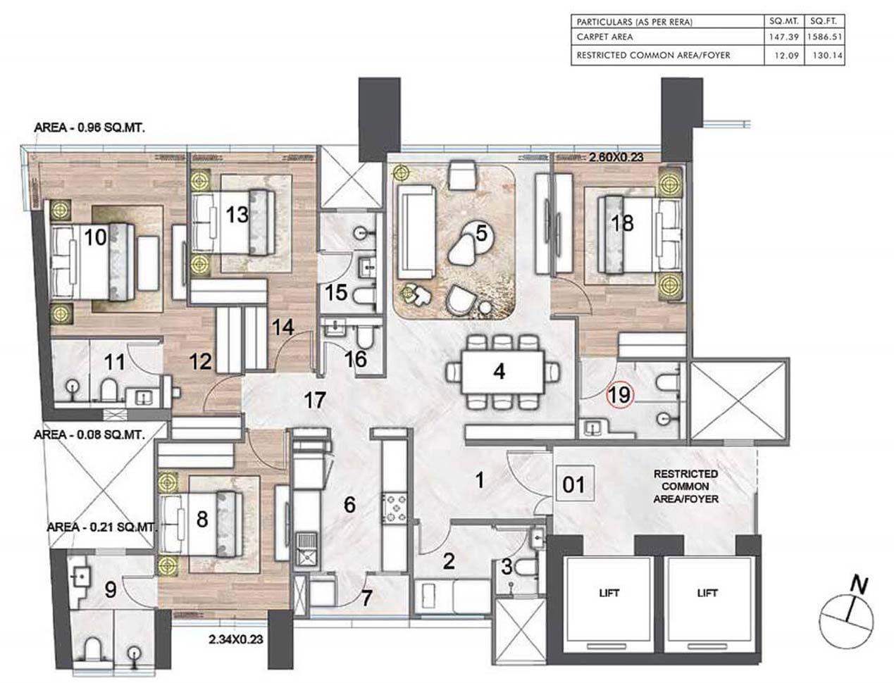 4 BHK - 1588 Sq.ft.
