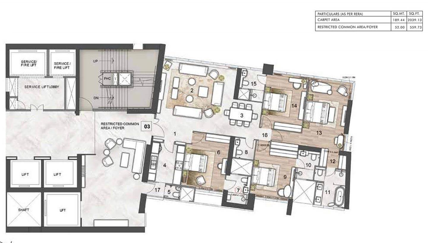 .4 BHK - 2039 Sq.ft.
