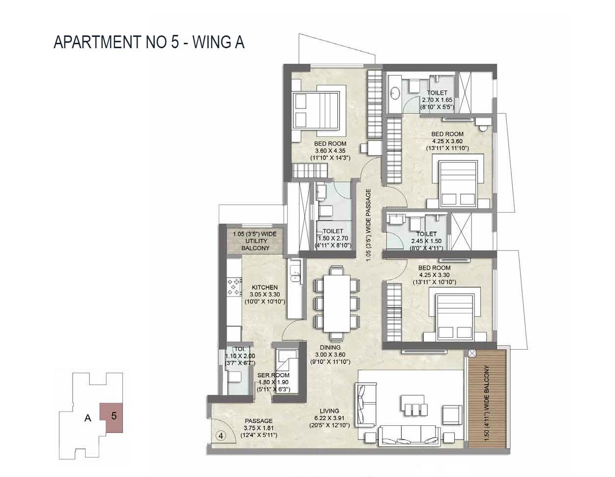 3 BHK - 1457 Sq.ft