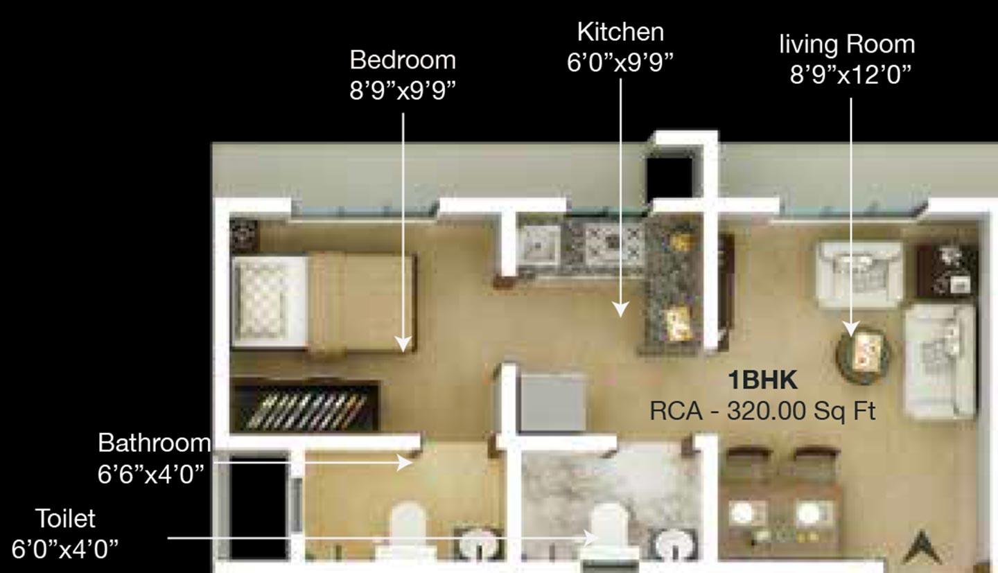1 BHK - 320 Sq.ft.