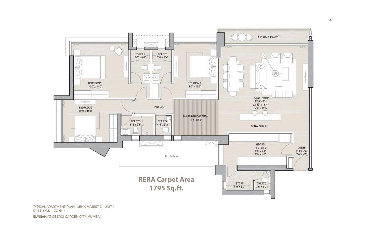 3 BHK - 1795 Sq.ft.