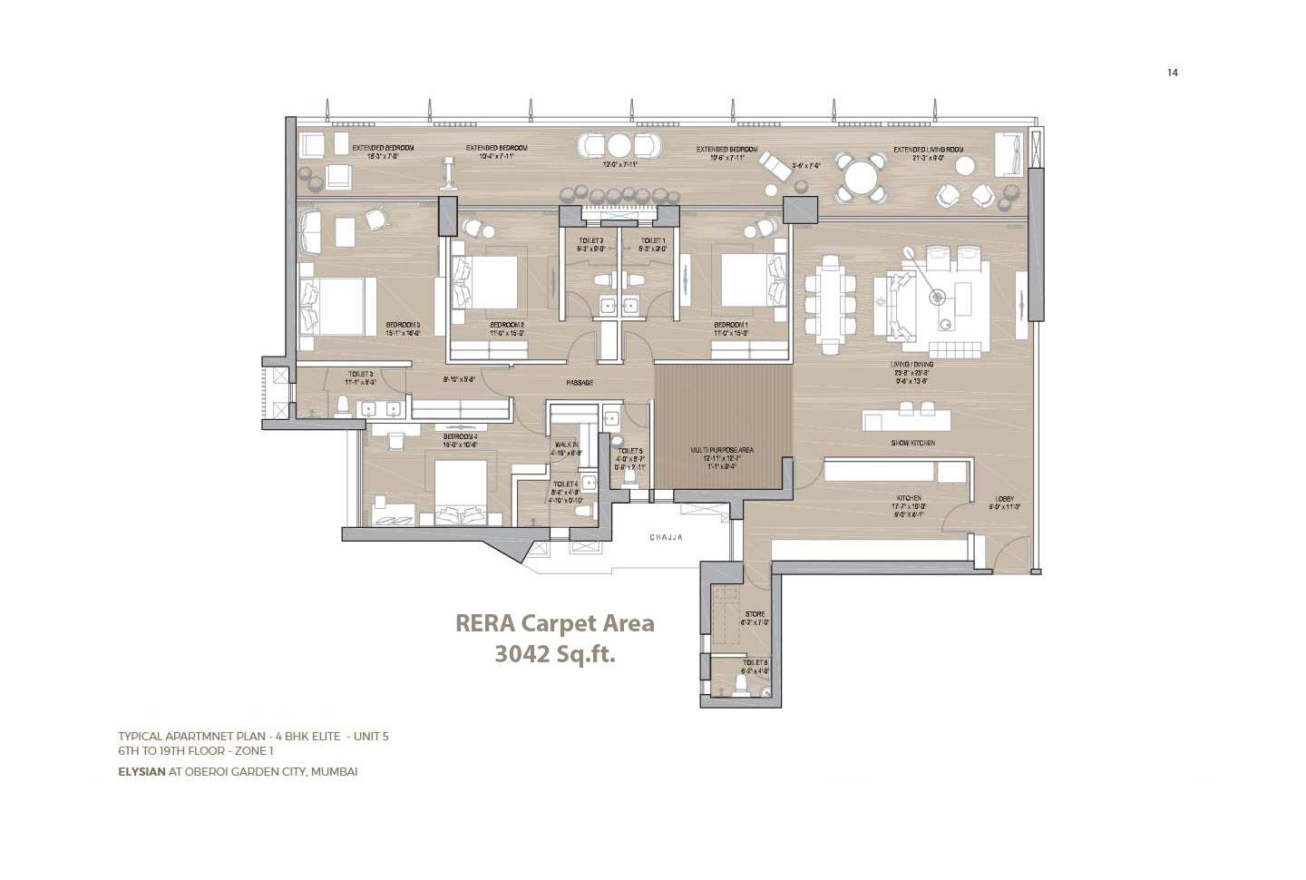 4 BHK - 3042 Sq.ft.