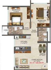 2 BHK - 606 Sq.ft.