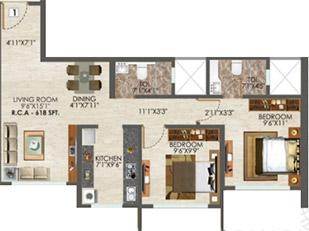 2 BHK - 618 Sq.ft.