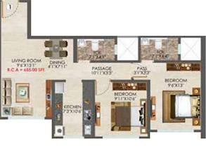 2 BHK - 655 Sq.ft.