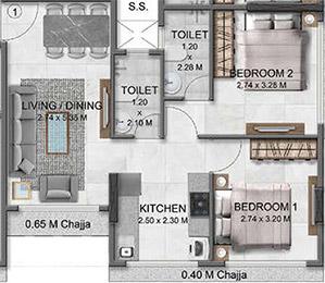 2 BHK - 547 Sq.ft.
