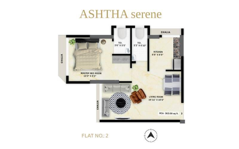 1 BHK - 363 Sq.ft.