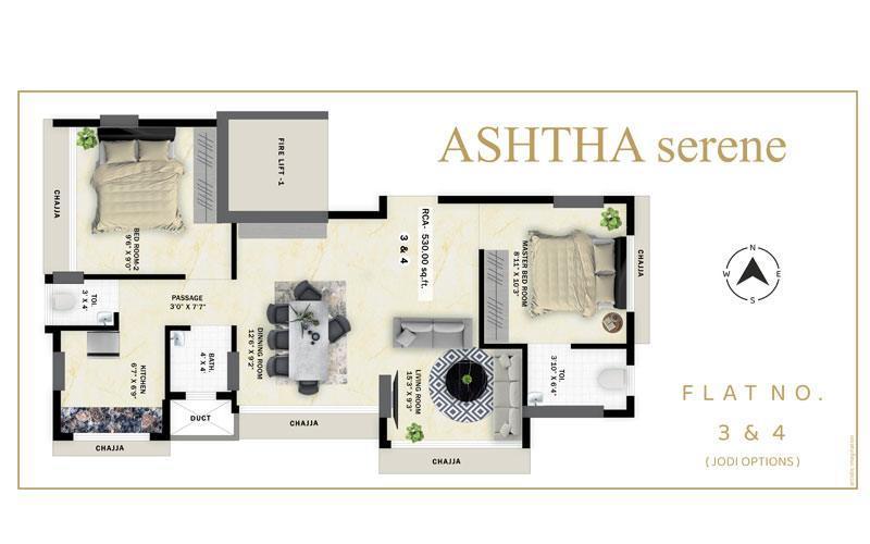 2 BHK - 530 Sq.ft.