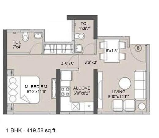 1 BHK - 420 Sq.ft.