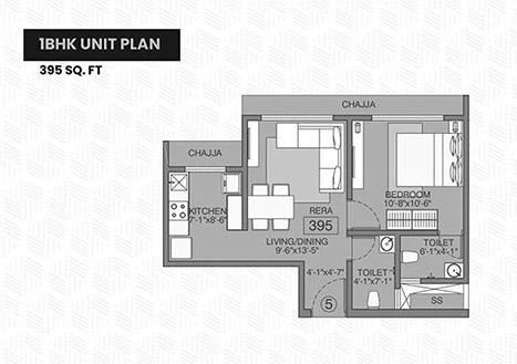 1 BHK - 395 Sq.ft.