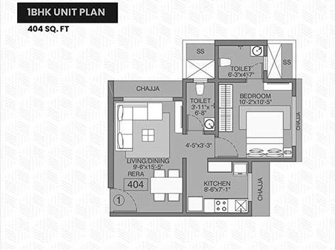 1 BHK - 404 Sq.ft.