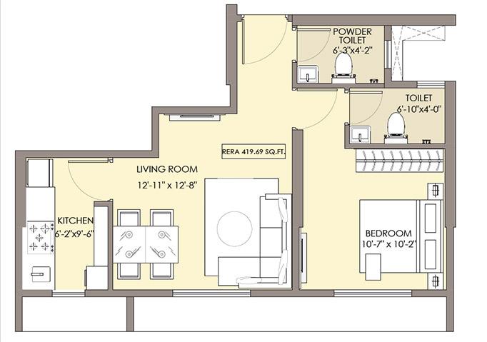 1 BHK - 419 Sq.ft.