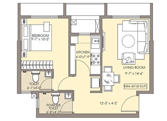 1 BHK - 427 Sq.ft.