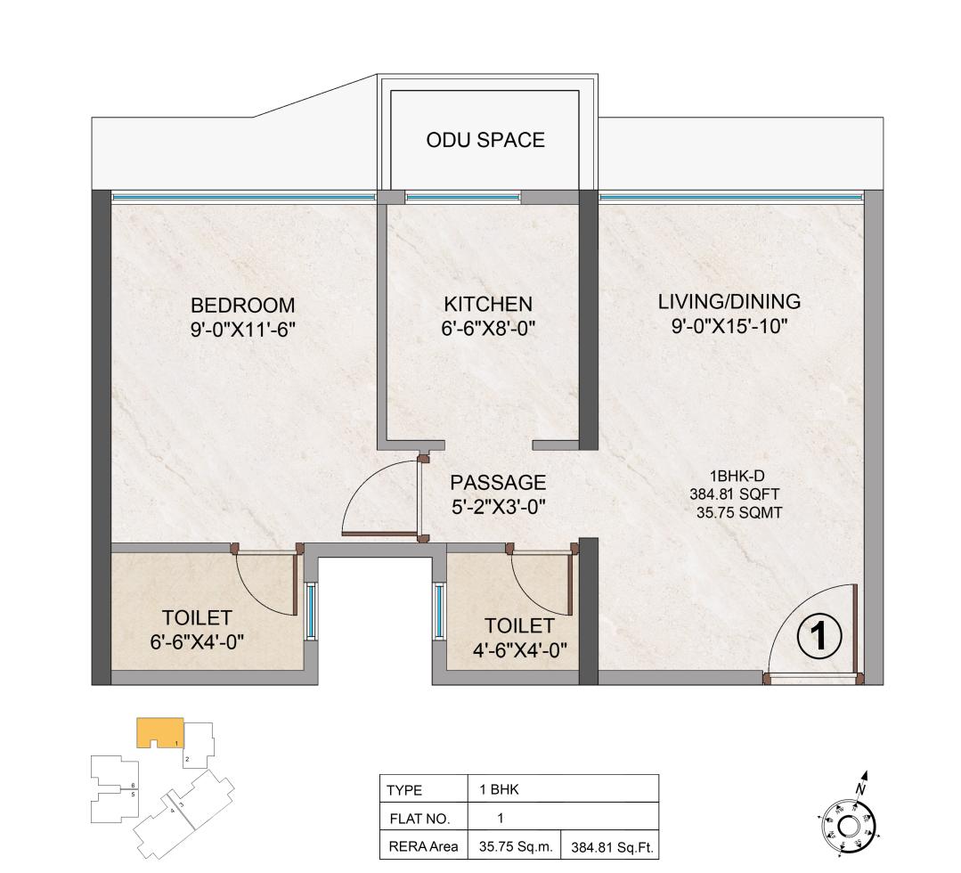 1 BHK - 385 Sq.ft.