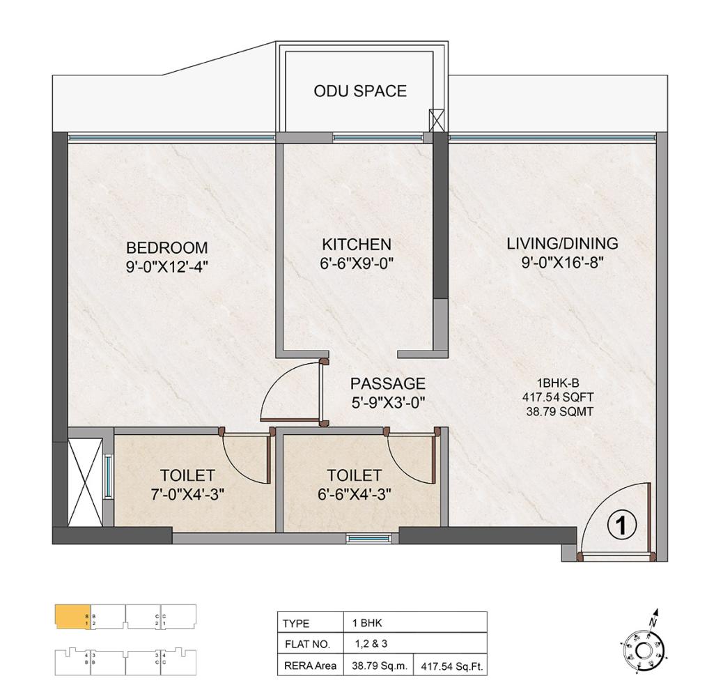 1 BHK - 418 Sq.ft.