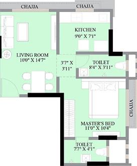 1 BHK - 424 Sq.ft.