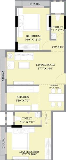 2 BHK - 690 Sq.ft.