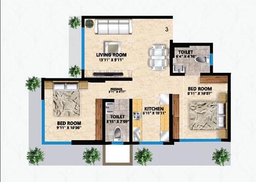 2 BHK - 479 Sq.ft.