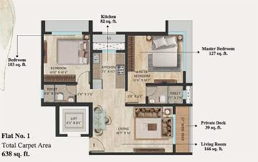 2 BHK - 638 Sq.ft.