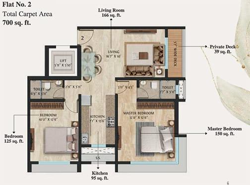 2 BHK - 700 Sq.ft.