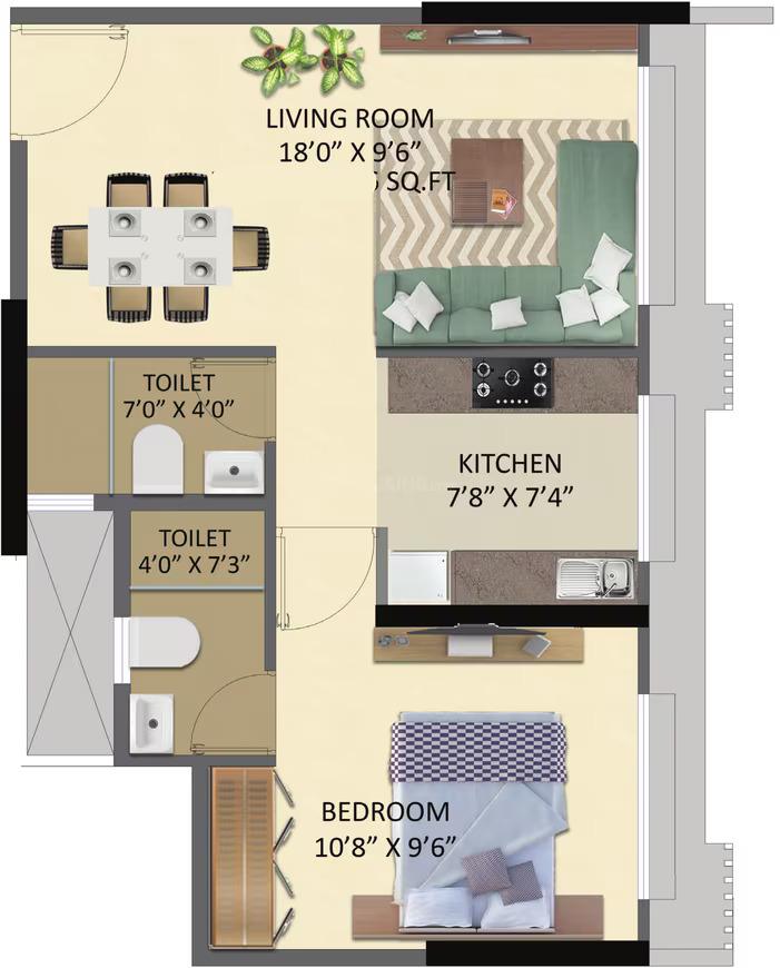 1 BHK - 470 Sq.ft.