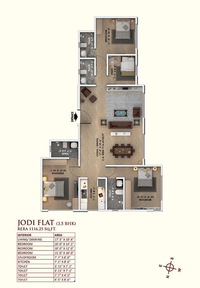 3 BHK - 1116 Sq.ft.