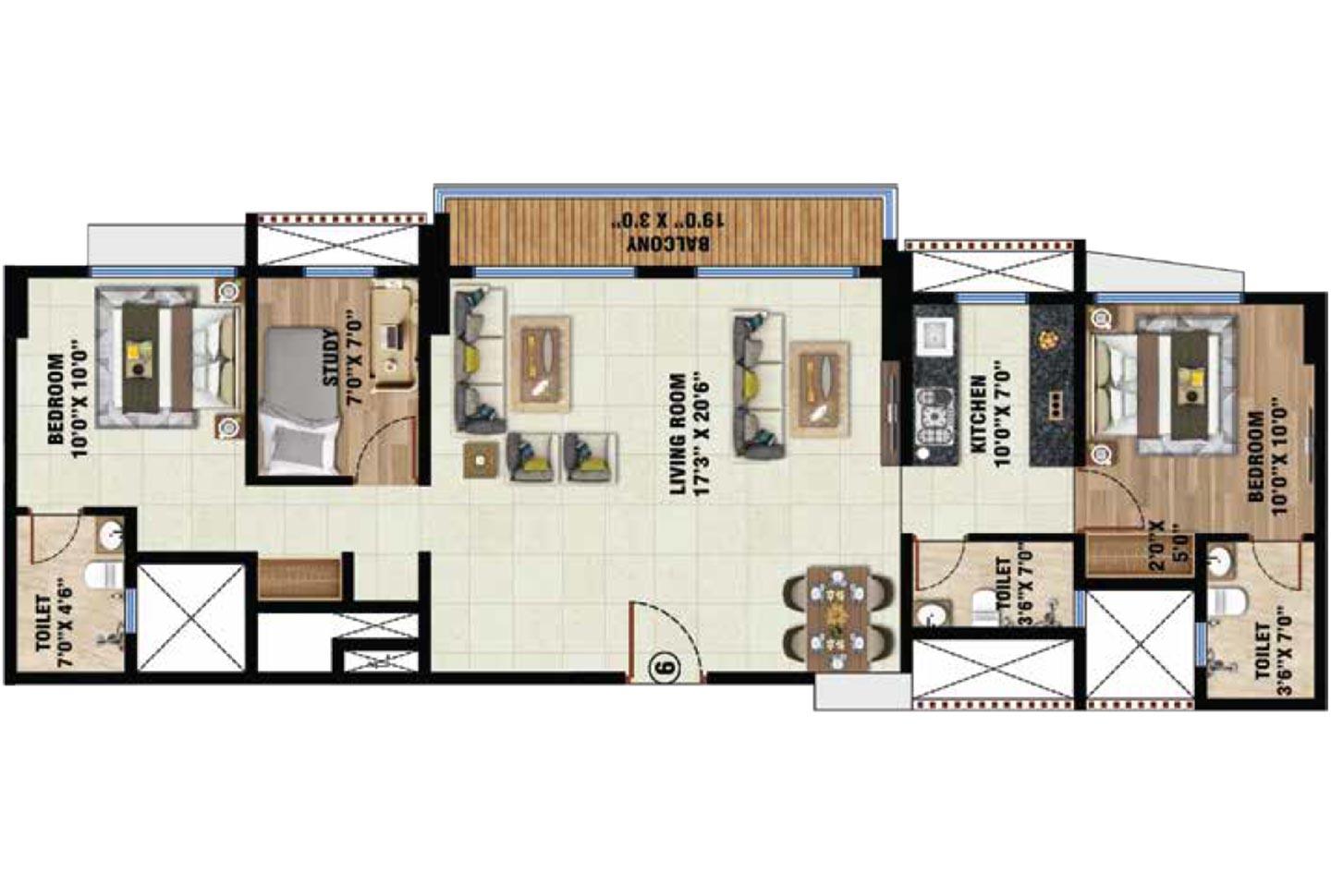2 BHK - 918 Sq.ft.
