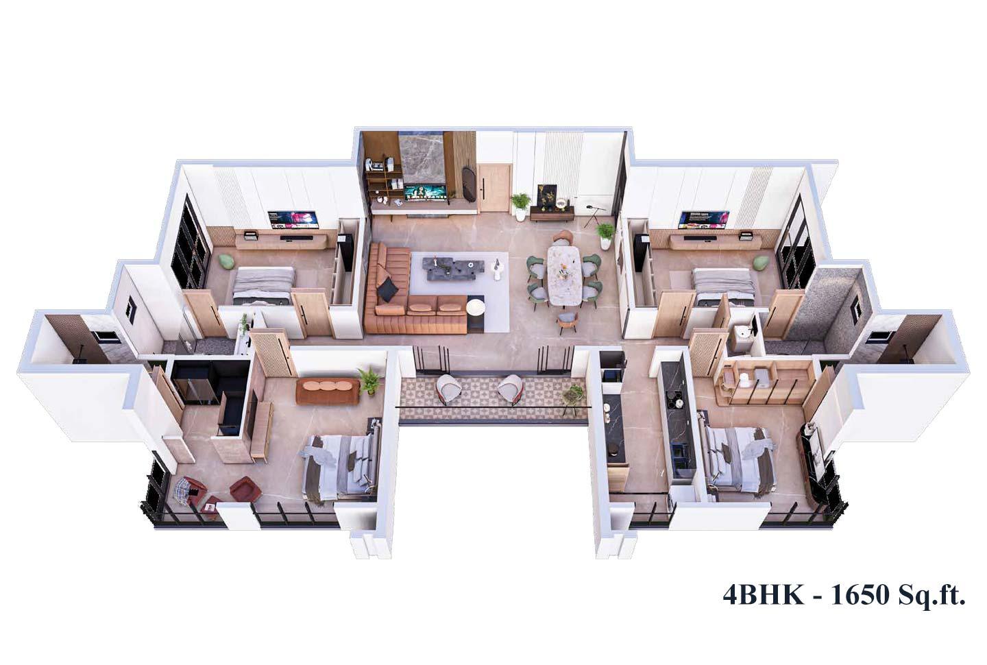 4 BHK - 1650 Sq.ft.