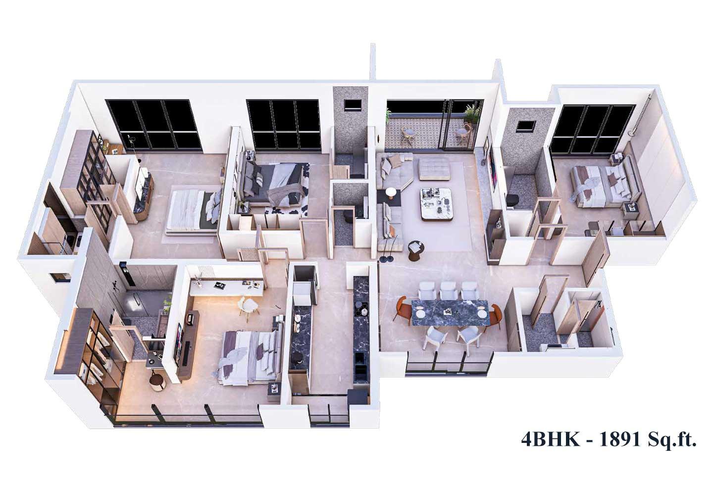 4 BHK - 1891 Sq.ft.