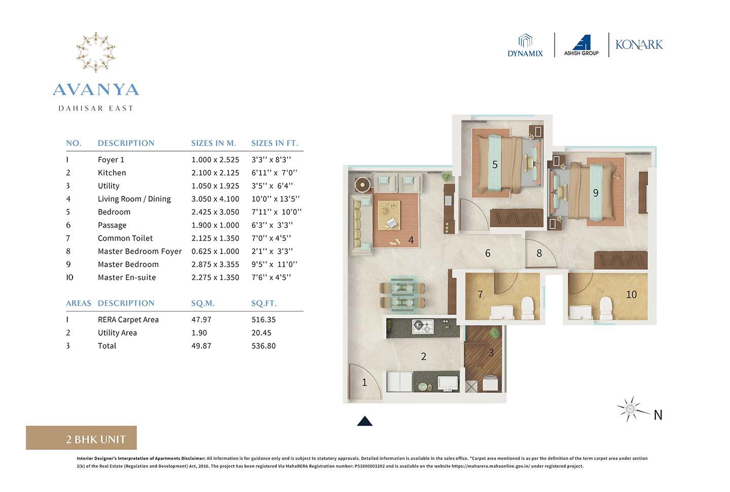 2 BHK - 516 Sq.ft.