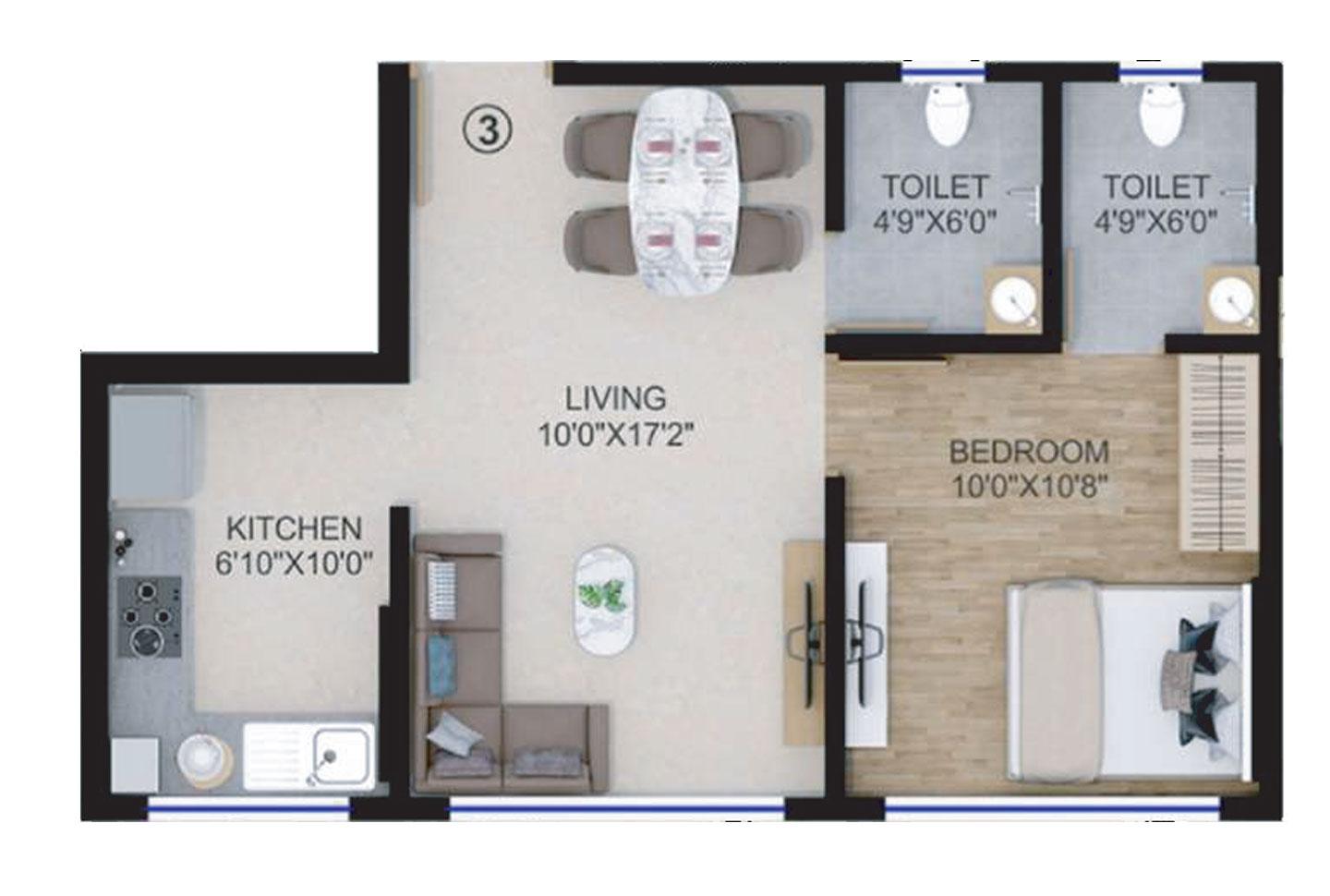 1 BHK - 427 Sq.ft.