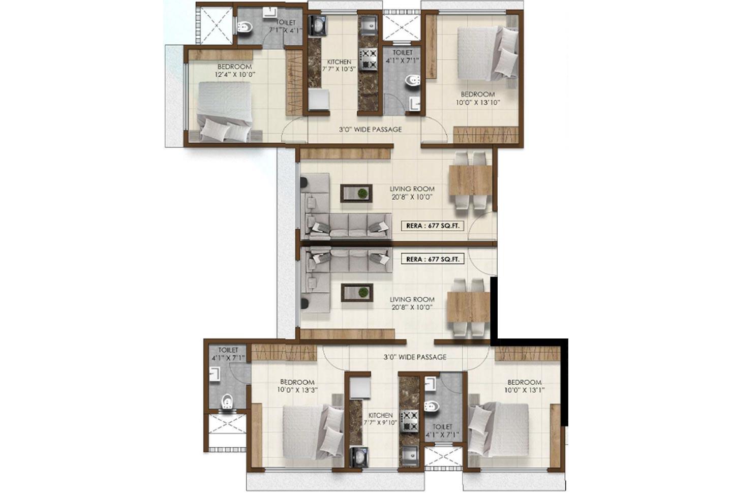 4 BHK - 1354 Sq.ft.