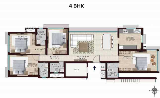 4 BHK - 1267 Sq.ft.