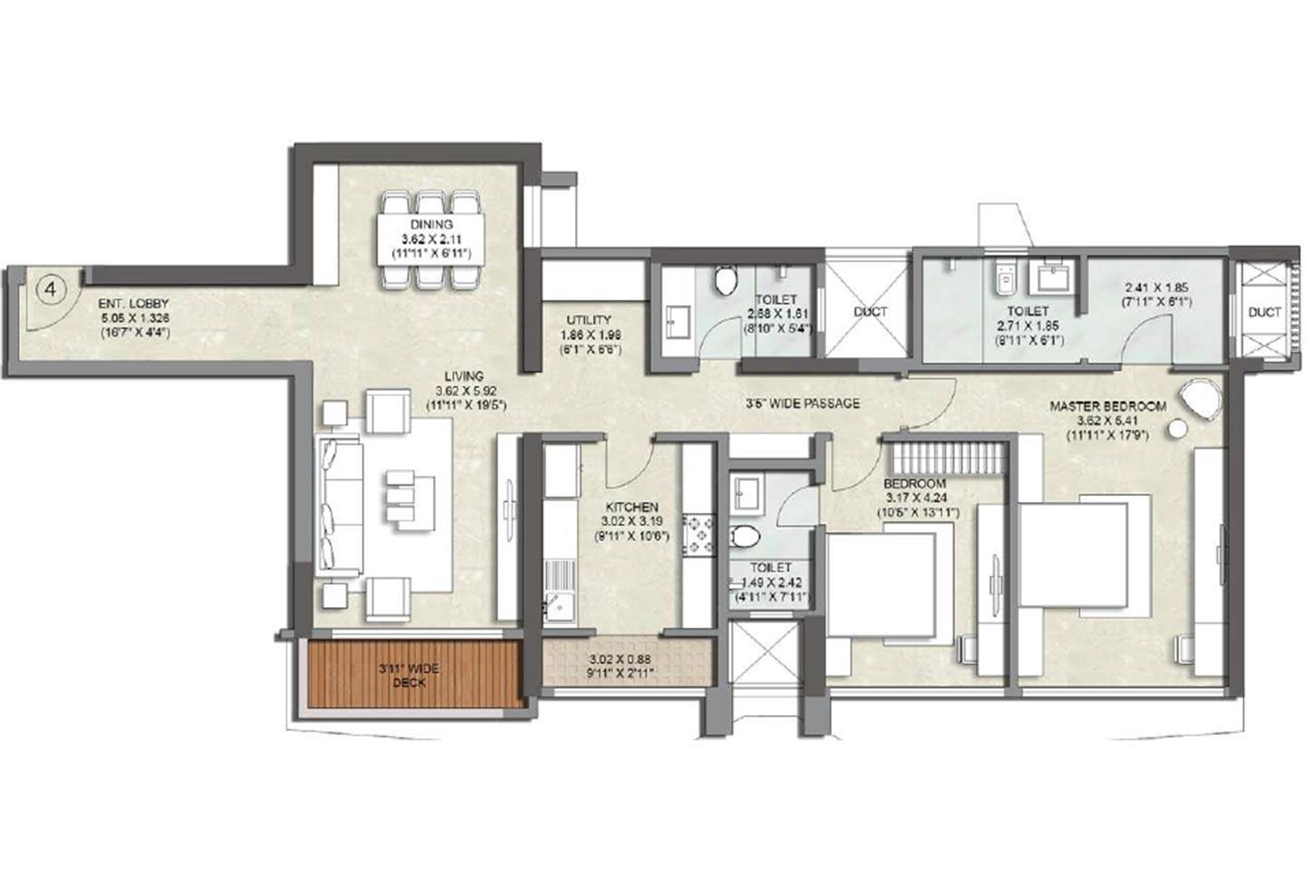 2 BHK - 781 Sq.ft.